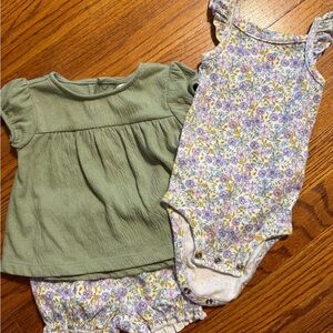 Carter's Olive and Floral Kids Set